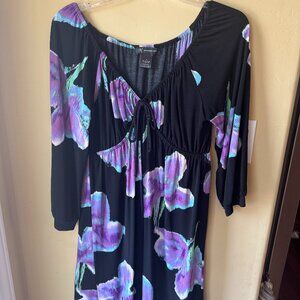 Bold floral and black INC dress
